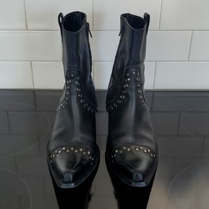 Black Studded Cowboy Booties